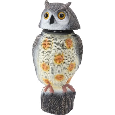 Nep Uil Standbeeld Plastic Uil Vogel Afschrikmiddelen Vogelverschrikker Uil Lokvogel met Schuddend Hoofd Vogelafweer voor beige