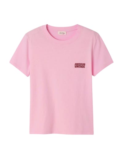 American Vintage Ykobow T-shirts Roze Yko02ch26