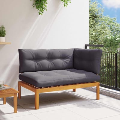 vidaXL - Hoek - Sofa - Eenheid - Natuurlijk - en - Donkergrijs - Acaciahout