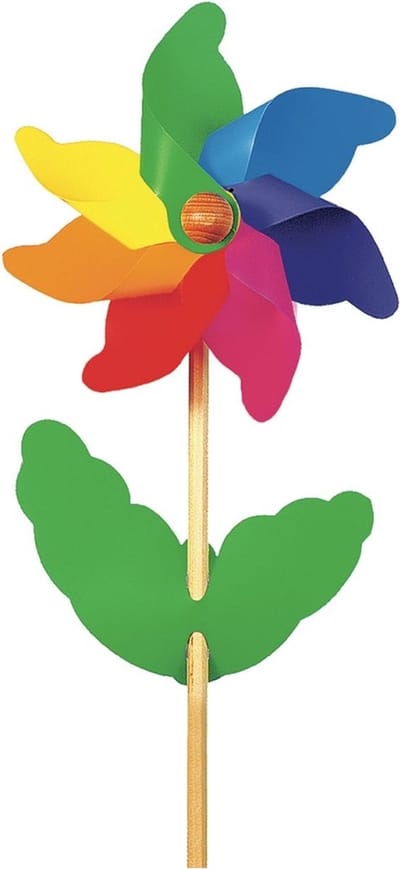 Windmolen - Regenboog - Kunststof - 21x58cm - Met houten stok - 1st.