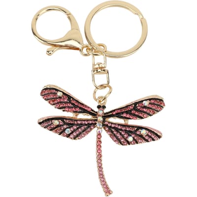Libelle Sleutelhanger Zinklegering Glanzende Strass Steentjes Schattige Libelle Sleutelhanger voor Handtas Rugzak Blauw roze