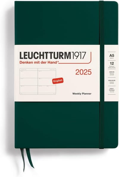 Weekkalender A5 2025 Medium Bosgroen - Engels Taakplanner