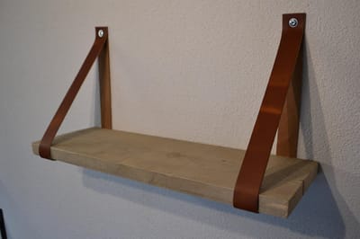 Plankendragers Echt cognac leer – Perfect voor steigerhouten planken – Set van 2 Echt lederen plankendragers