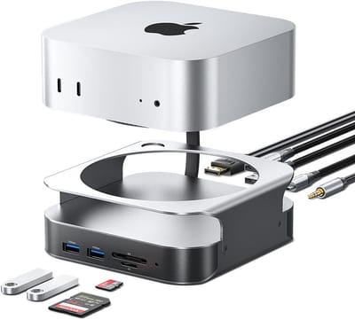 10-in-1 USB-C Dockingstation voor Mac mini met SSD-behuizing en Kaartlezer