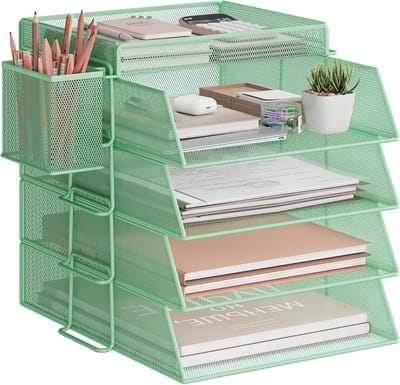 Bureau Organizer - Document Houder - Kantoor Opslag - Stapelbaar Systeem - 215 x 33 x 27 cm - Grijs