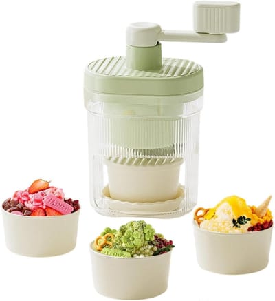 Handmatige IJsmachine - Dessert Maker - Verfrissende Drankjes Maken - Geen Elektriciteit Nodig - 12x23 cm - Wit
