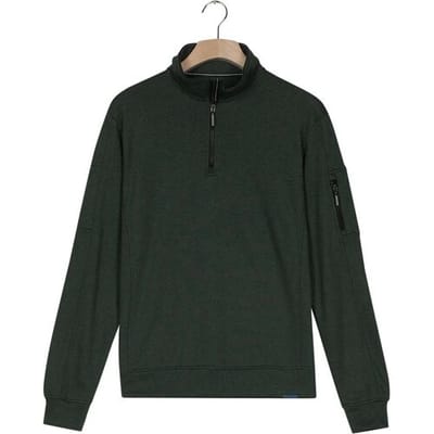 Baileys Trui Sweat Half Zip Yarn Dyed Pinstripe Interlock Sleeve Zip Pocket Dark Forest / male