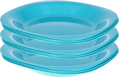 Plasticforte Verjaardag/kinderen/camping borden - 12x stuks - Dia 21 cm - blauw - kunststof - onbreekbaar