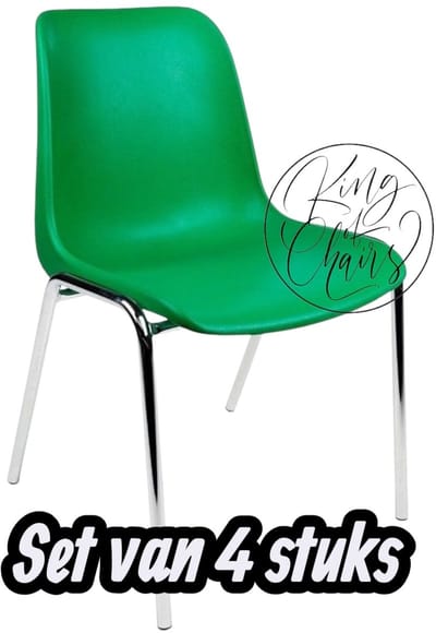 Kantinestoel Helene Groen -set van 4- verchroomd onderstel kantinestoel stapelstoel kuipstoel vergaderstoel tuinstoel kantine stoel stapel stoel tuin stoel kantinestoelen stapelstoelen kuipstoelen arenastoel schoolstoel bezoekersstoel Everardo