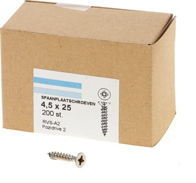 Spaanplaatschroef rvs-a2 pk pz-2 4.5x25 (200)