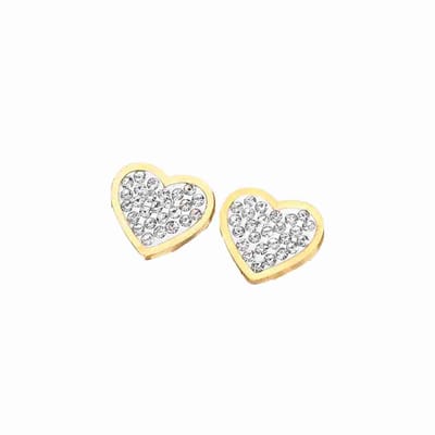 WeLoveSilver - oorstekers - goudkleurig hart - kristallen - 6 mm