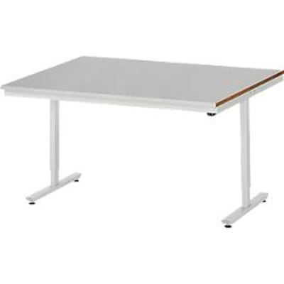Rau Adlatus werktafel, elektrisch in hoogte verstelbaar, 25 mm MDF-plaat met plaatstalen bekleding, 300 kg, B 1500 x D 1000 x H 720-1120 mm, zilver/lichtgrijs