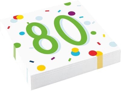 Amscan - Servetten Confetti Verjaardag 80 jaar (20 stuks)
