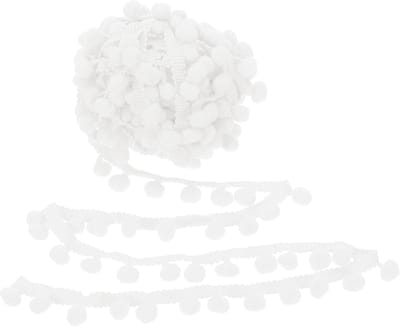 10 Yard x 3,5 cm Pom Pom Ball Fringe Trim, 1 rol geborduurde pompons trim lint mini bal kwastje kant accessoire voor naaien doe-het-zelf ambachten huis gordijn decoratie, wit