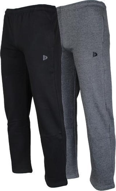 2-Pack Donnay - Joggingbroek rechte pijp (Wess) - Sportbroek - Heren - Charcoal-marl/Black (1030) - maat S