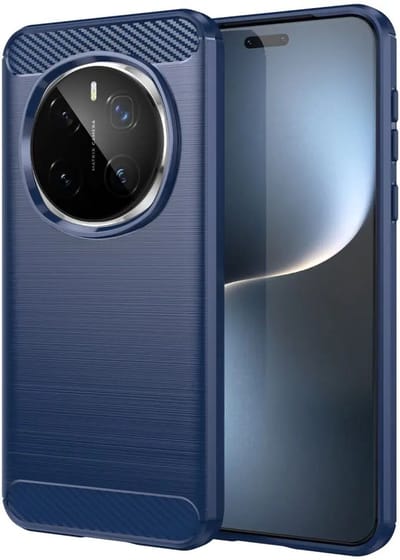 Geborsteld TPU Hoesje Geschikt voor Honor Magic 7 Pro | Beschermhoes | Back Cover | Flexibel TPU | Stijlvol Carbon | Dun | Blauw