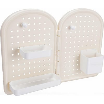 Pegboard Wandorganisator Multifunctioneel Plastic Pegboard Opbergrek met 2 Zelfklevende Haken Opbergaccessoires voor aan de Muur