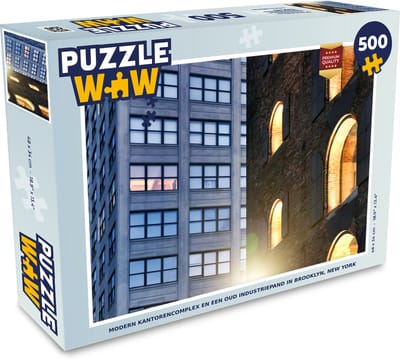 Puzzel Modern kantorencomplex en een oud industriepand in Brooklyn, New York - Legpuzzel - Puzzel 500 stukjes