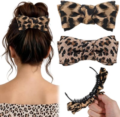 2 STKS Luipaard Print Boog Haarclips - Trendy Haaraccessoires voor Vrouwen, Stijlvolle Luipaard Haarclips voor Elke Gelegenheid
