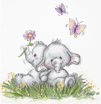BORDUURPAKKET ELEPHANT COUPLE - LUCA-S  (B1184) - telpatroon om te borduren