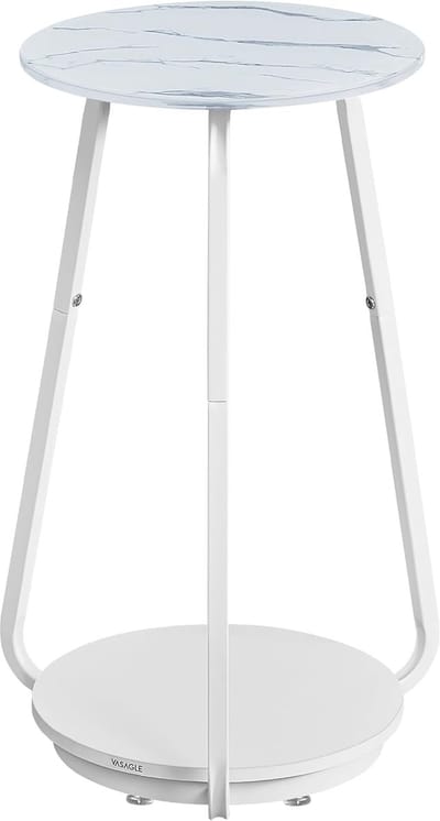 MAZAZU - Bijzettafel - Glasplaat - Rond - Marmerwit - 30x30x55