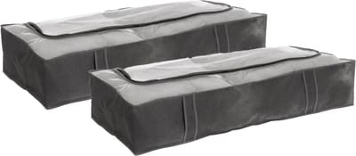 5Five Opberghoes/beschermhoes dekens en kussens - 2x - grijs - 100 x 45 x 20 cm