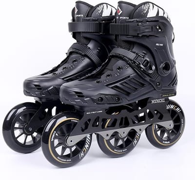 Inline Skates - Rolschaatsen - Snel Rijden - Drie 110mm Wielen - Maat 45 - Zwart