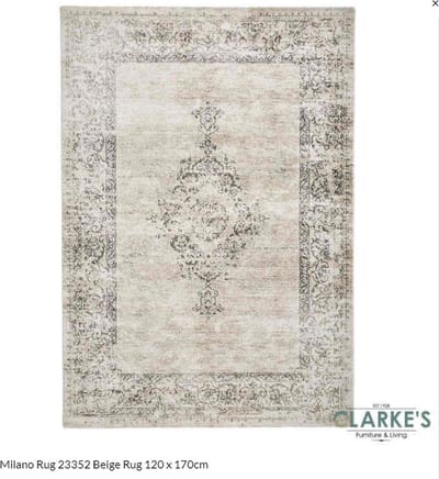 Clarke - Vloerkleed Milano 23352 - Laagpolig - Beige- 120x170 cm