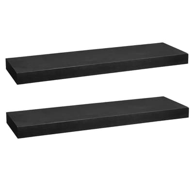 5five Zwevende wandplank Bassline - 2x - zwart - 60 cm - hout/MDF - boekenplank - muurplank - opbergplank - hangplank