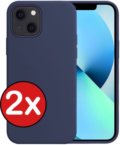 Hoesje - 2 Stuks - Geschikt voor Apple iPhone 14 - Sterk & Shockproof - Telefoonhoes - Back Cover - Case Siliconen - Telefoon Hoes - Donkerblauw