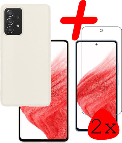 Hoesje Met 2x Screenprotector - Geschikt voor Samsung Galaxy A53 - Sterk & Shockproof - Back Cover - Siliconen Case - Telefoon Hoes - Wit