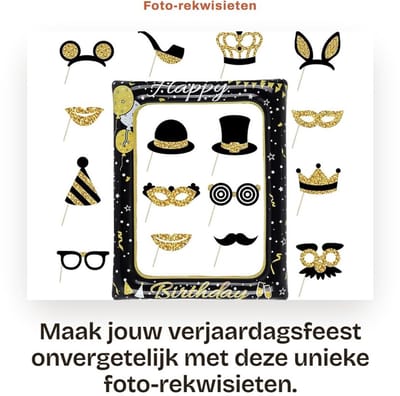 Dailygoods- Foto-rekwisieten 16 stuks - Opblaasbare Fotolijst 58 x 71 cm - Grappige Accessoires - Verjaardagsfeest - Herbruikbaar - PVC/Karton - Feestaccessoires