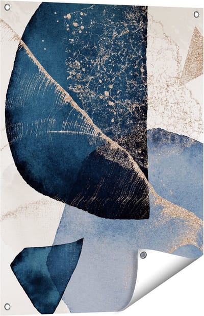 Gards Tuinposter Abstracte Kunst - Marmer met Gloed - 60x80 cm - Tuindoek - Tuindecoratie - Wanddecoratie buiten - Tuinschilderij