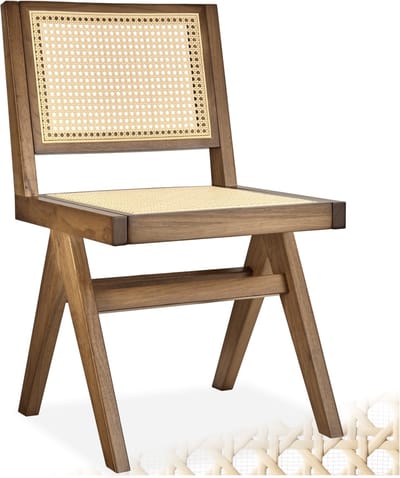 tectake® Houten Stoel Lizzy - Licht Eiken - Eetkamerstoel met Weens Vlechtwerk - Boho-Stijl Stoel met Rugleuning - Massief Houten Frame - Belastbaarheid 120 kg