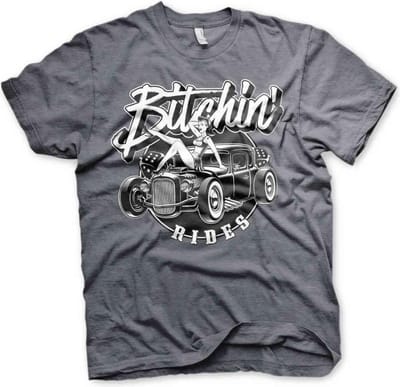 Bitchin' Rides Heren Tshirt -XL- Hot Rod Hot Girls Grijs