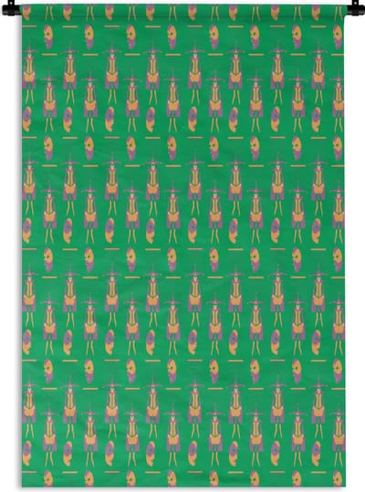 Wandkleed - Wanddoek - Masker - Patronen - Carnaval - Joker - 120x180 cm - Wandtapijt