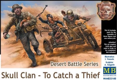 Master Box Modelbouwpakket Militaire voertuigen - 35140 Desert Battle Series Skull Clan - To Catch a Thief - 3 Figuren Plastic - 1:35 - Modelbouw