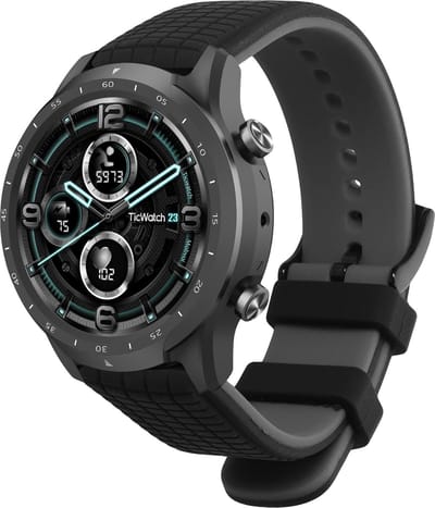 kwmobile horlogebandje geschikt voor Ticwatch Pro 3 Ultra / Pro 3 / S2 / GTX polsband - Smartwatch bandje van TPU - Activity tracker horloge band in zwart / grijs