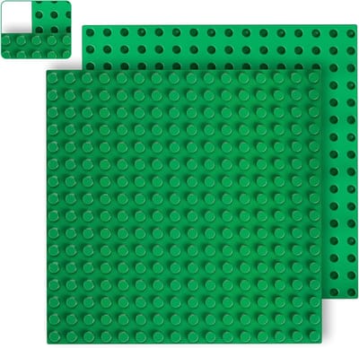 2 Stuks Bouwblok Pedestals Geschikt voor Lego Duplo, 10 x 10 Inch Groene Basisplaten voor Creatieve Constructies, Ideaal voor Kinderen en Educatief Speelgoed