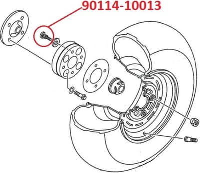 achterwielbout voor yamaha 700 raptor quad 2006 tot 2012 90114-10013-00 / m10 steek 1,25 nieuw