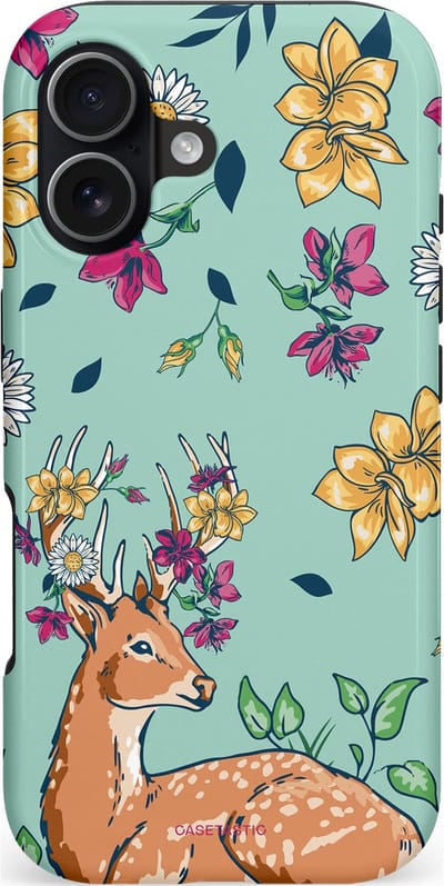 Casetastic hoesje geschikt voor Apple iPhone 17 - MagSafe - Dubbellaagse bescherming - Bloemenbronst - Fashion Case - Mintgroen Beige Zilver Perzik