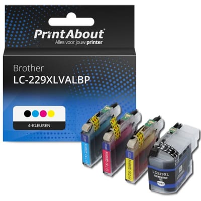 PrintAbout huismerk Inktcartridge LC-229XLVALBP 4-kleuren Multipack Extra hoge capaciteit Geschikt voor Brother