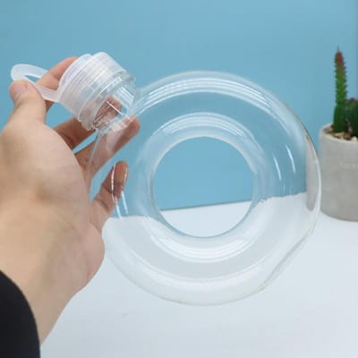 500ML Leuke Donut Kinder Waterfles Lekvrij Reisbeker met Handvatring Valbestendig Transparante Drinkfles 500ml