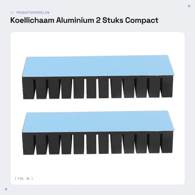 Dailygoods - Koellichaam Aluminium - 2 Stuks - Compact en Praktisch - 12 x 4 x 2 cm - Voor Elektronische Componenten - Geschikt voor PC-Radiator