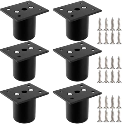 Dailygoods - Verstelbare Meubelpoten - Aluminium - Zwart - Meubelpoten Set van 6 - Geschikt voor Banken, Kasten en Tafels - 50 x 60 mm