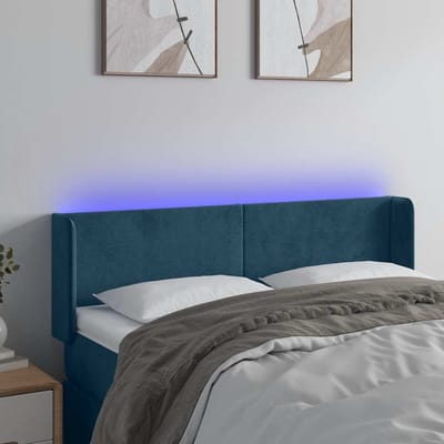 vidaXL - Hoofdbord - LED - 147x16x78/88 - cm - fluweel - donkerblauw