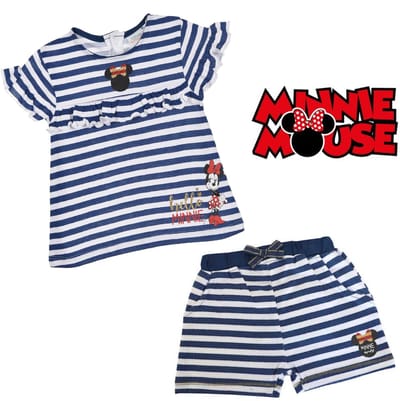 Minnie Mouse Baby Set - Meisje - Stripes - Blauw - Maat 74 (12 maanden)