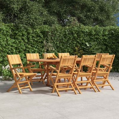 vidaXL - Opklapbare - stoelen, - 8 - stuks, - 55x61x90 - cm, - massief - teakhout