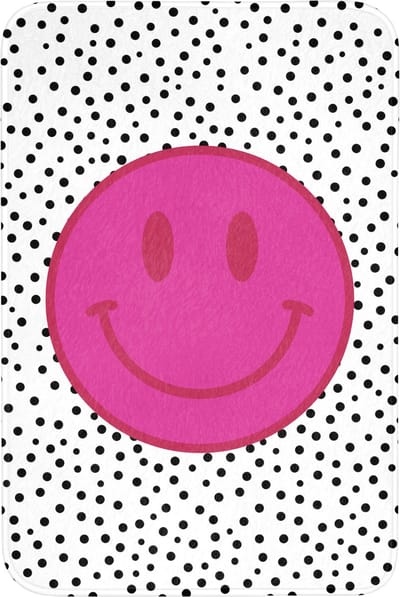 Badmat 60x90 cm - Antislip - Smiley - Roze - Stippen - Badmatten voor badkamer - Badkamermat - Douchemat - Badkamer mat