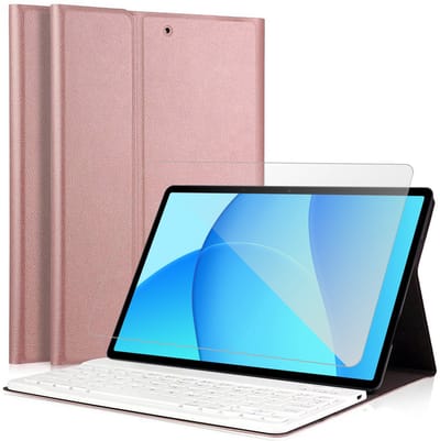 Hoes met toetsenbord geschikt voor Oppo Pad SE (11 inch - 2025) / OnePlus Pad Lite - Screen Protector GlassGuard - Keyboard Book Case Cover Hoesje Rose & Screenprotector